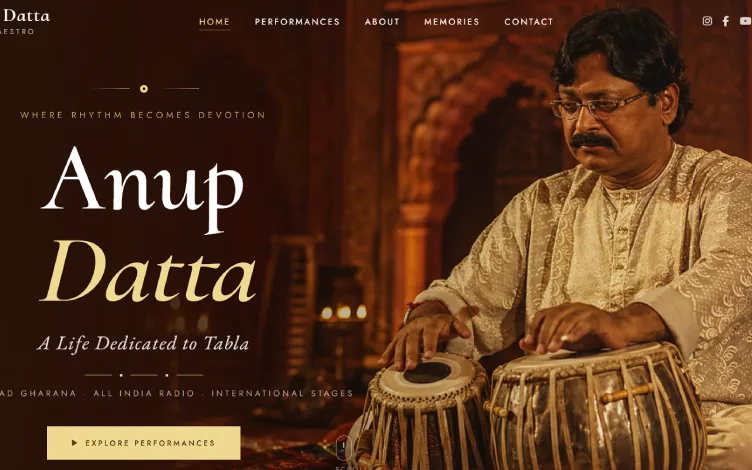 Anup Datta — personal brand website for a tabla maestro